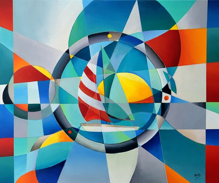 Peinture intitulée "Vue du Hublot" par Isabelle Guillet Bouloc (ZiB), Œuvre d'art originale, Acrylique Monté sur Châssis en…