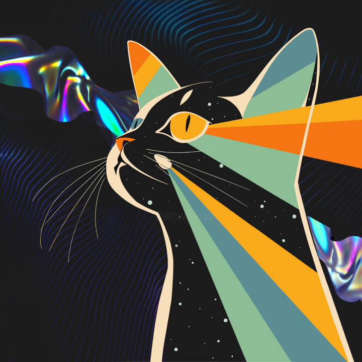 Gamma Cat 绘画, 27.6x27.6 in