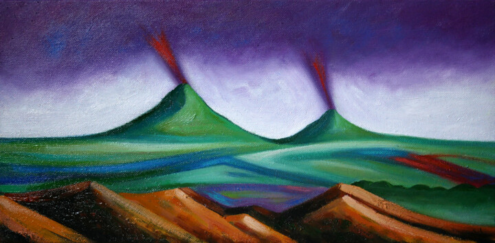 Volcans 绘画, 7.9x15.8 in