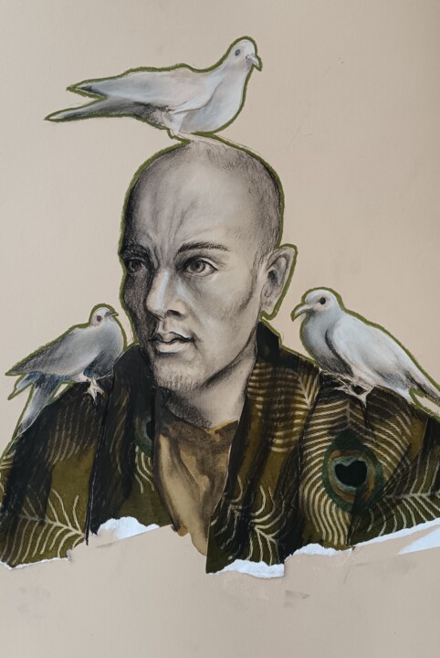 l'homme aux pigeons Resim, 15,8x11,8 in