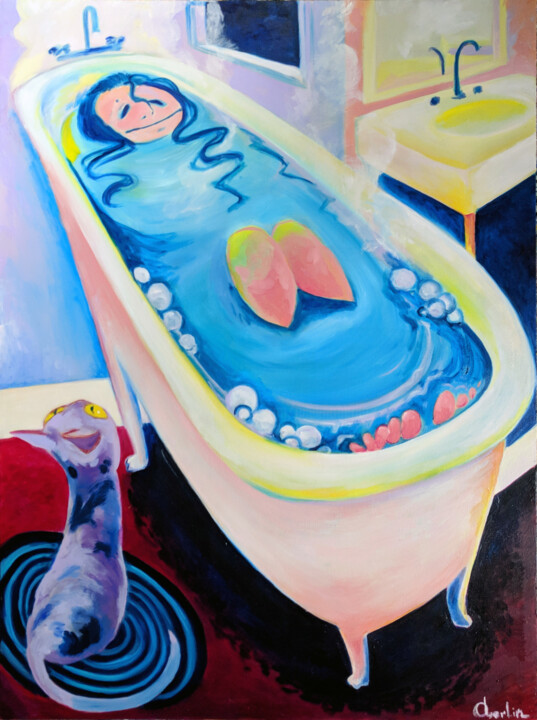 Bath-time 绘画, 40x30 in