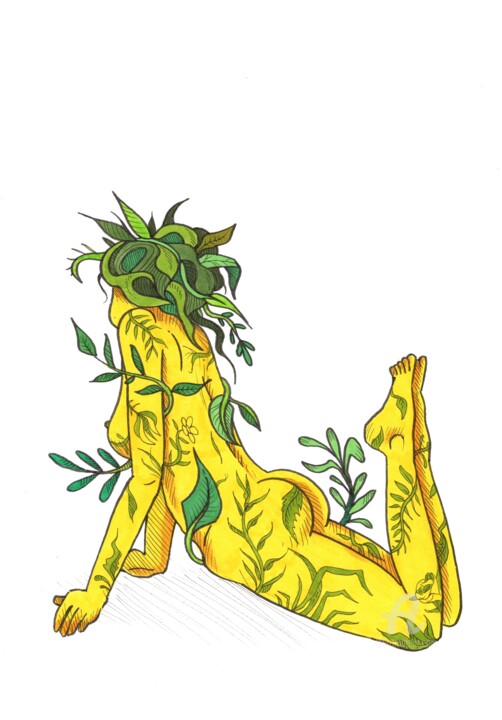 La dame en jaune Desenho, 11,7x8,3 in