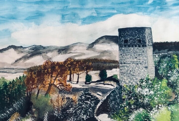 Peinture intitulée "Tostner Burg im Win…" par Melina Schatzmann, Œuvre d'art originale, Acrylique