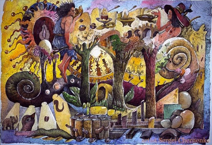 Drawing titled "The Man and The Wom…" by Sergei Chernenko, Original Artwork