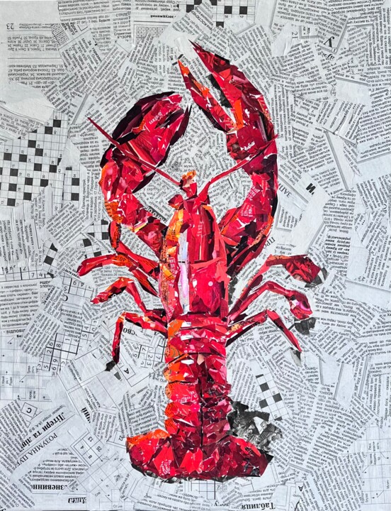Lobster collage art Collages, 19.7x15.8 in