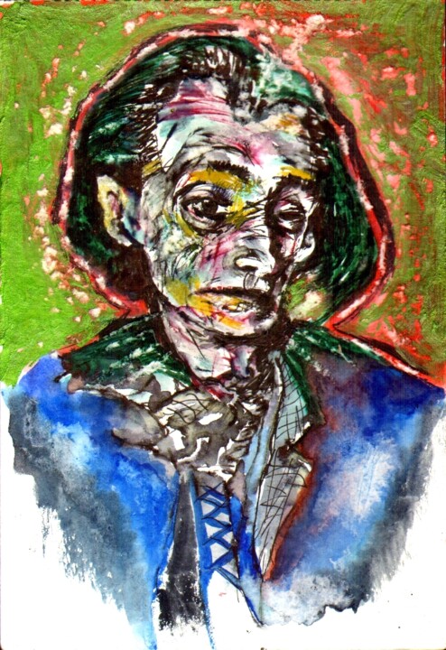 Portrait d'Henri Michaux Tekening, 8,3x5,7 in