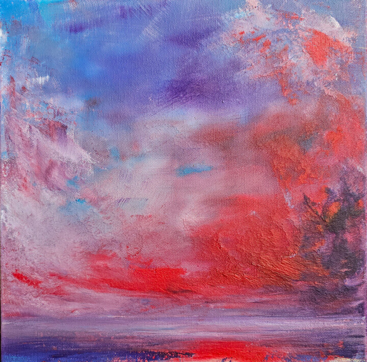 Malerei mit dem Titel "Evening Red" von Sophia Kühn, Original-Kunstwerk, Acryl Auf Keilrahmen aus Holz montiert