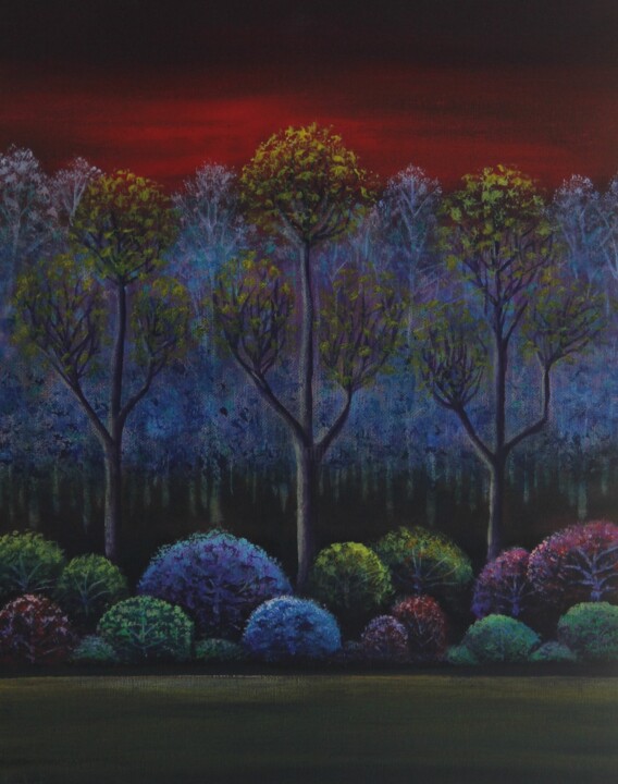 Colored Night 绘画, 20.1x16.1 in