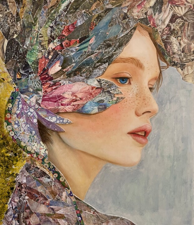 Donna avvolta da vegetazione di carta 3 绘画, 20.5x17.7 in