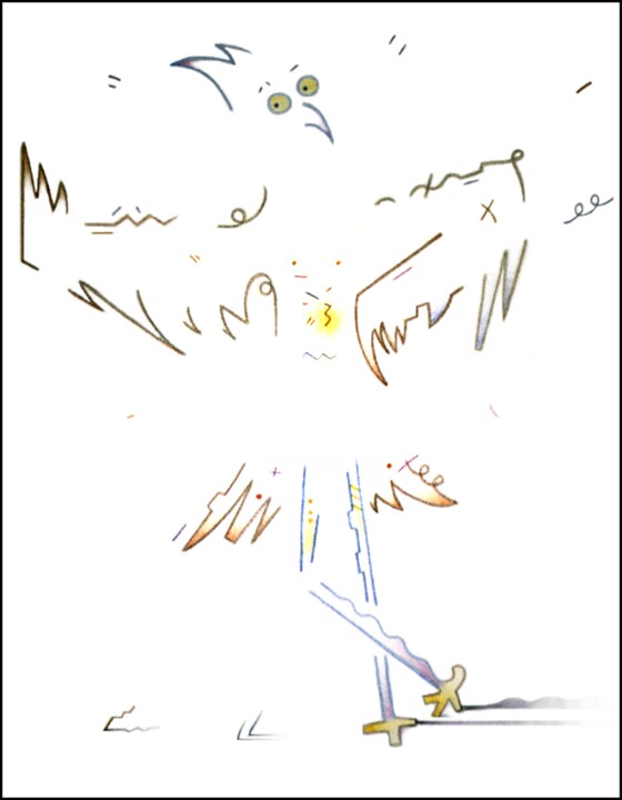 Drawing titled "LA PAUSE ZÉROZOÏSTE" by François-Pierre Bleau (Dit Zéro Zoo), Original Artwork, Pencil