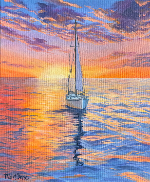 Boat painting 绘画, 11.8x9.8 in