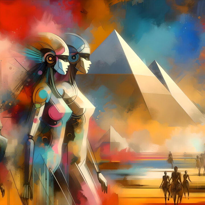 Цифровое искусство под названием "Alien Pyramid Build…" - Andrew (Chalfont Art Studio), Подлинное произведение искусства, Из…