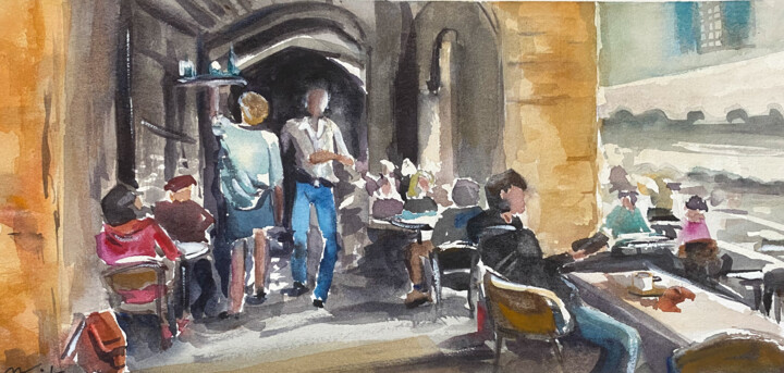 Peinture intitulée "L’heure du service" par Madit, Œuvre d'art originale, Aquarelle