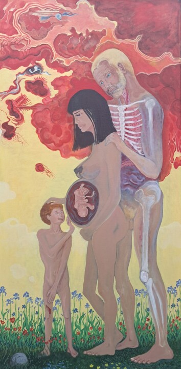7ème mois ou natalité 绘画, 47.2x23.6 in