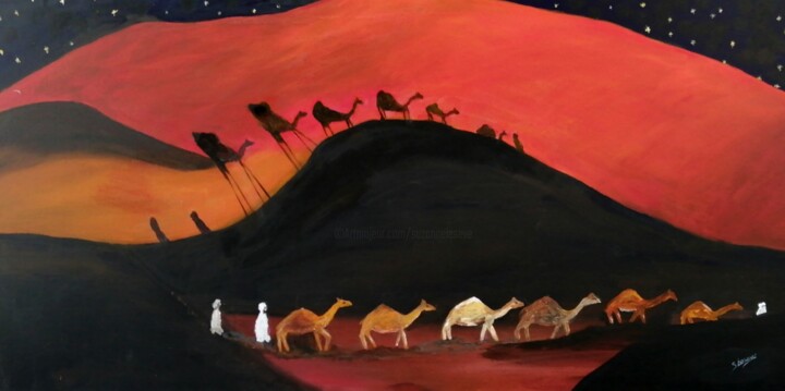 136 LA CARAVANE PASSE 绘画, 19.7x39.4 in