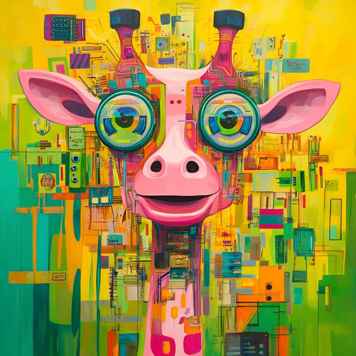 Futuristic Giraffe Glow 数字艺术