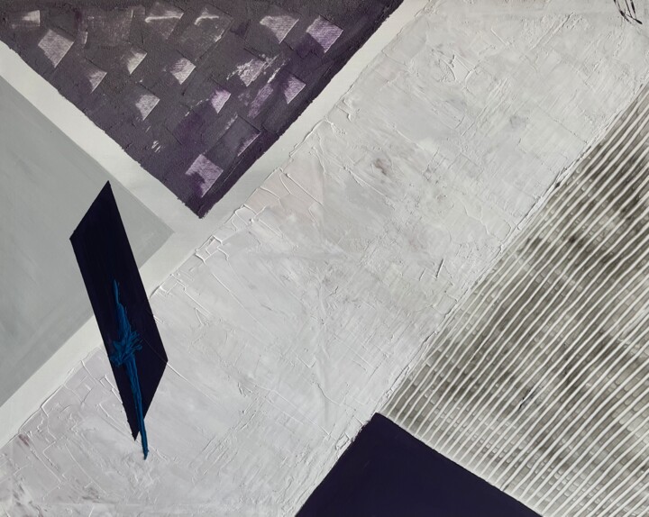 Painting titled "Flèche bleue" by Françoise Colobert, Original Artwork, Acrylic Mounted on Wood Stretcher frame