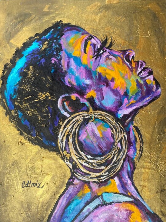 Golden African girl Tablo, 39,4x29,5 in