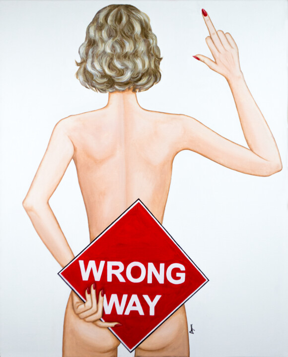 Malerei mit dem Titel "Wrong Way" von Julia Dogan, Original-Kunstwerk, Öl Auf Keilrahmen aus Holz montiert