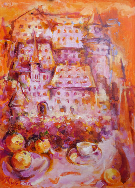 Breakfast in the old town 绘画, 27.6x19.7 in
