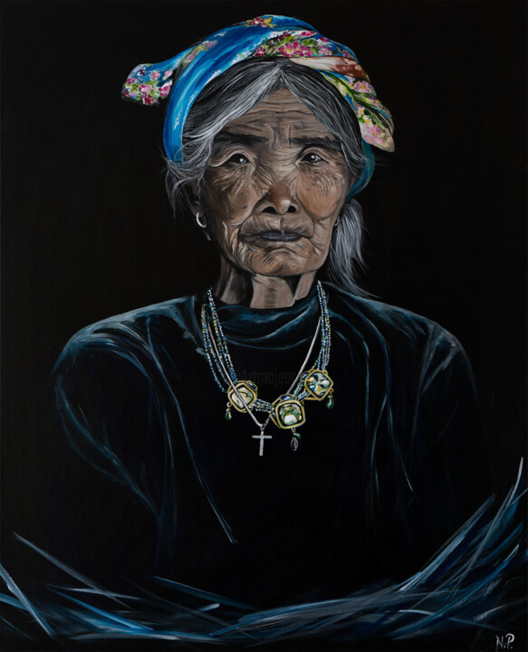 绘画 标题为“Portrait of Wang-od…” 由Neringa Petrošiute, 原创艺术品, 丙烯