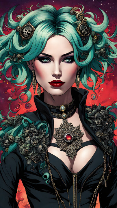 Cheveux et Yeux Verts 数字艺术