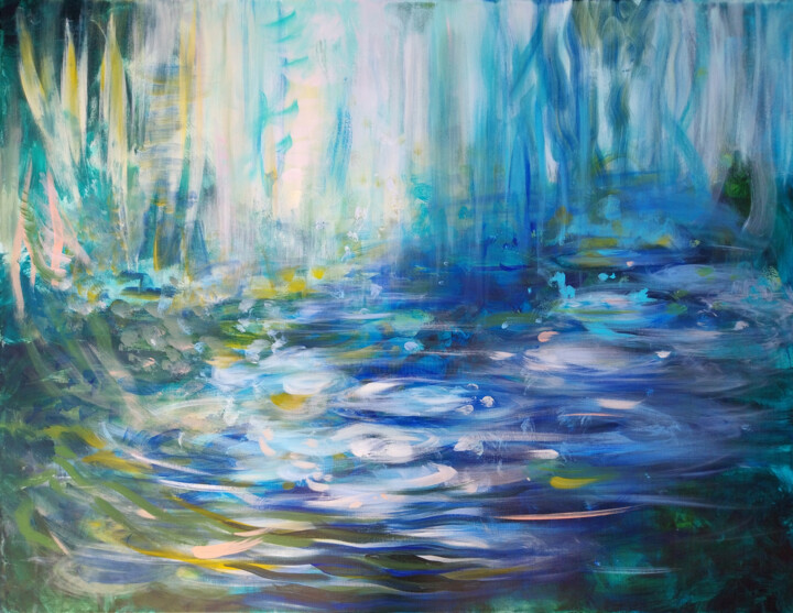 Painting titled "EDEN 10" by Luc Andrieux, Original Artwork, Acrylic Mounted on Wood Stretcher frame
