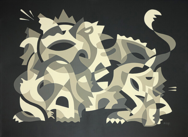 Panthera Leo Rex 绘画, 37.4x51.2 in
