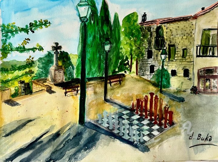 Peinture intitulée "Saint Jean de Cucul…" par Daniel Bukō, Œuvre d'art originale, Aquarelle