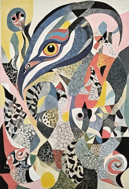 Painting titled "Avian Tapestry: Spe…" by Asel, Original Artwork, Acrylic Mounted on Wood Stretcher frame
