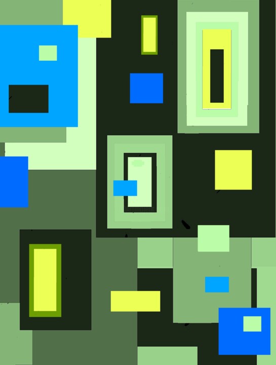 Color Shift in Rectangles 3d 数字艺术, 30x22.7 in