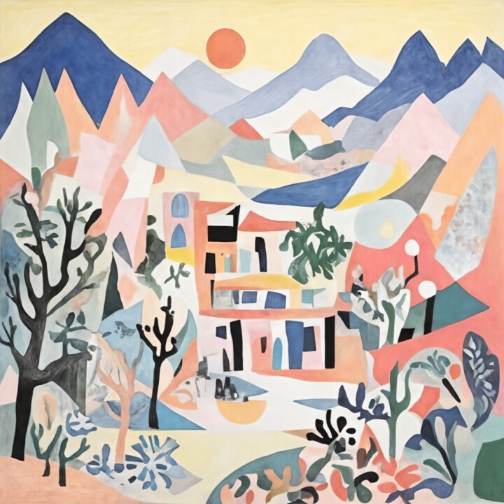 Vivid Horizon: Home Among the Peaks 미술작품, 51.3x51.3 in
