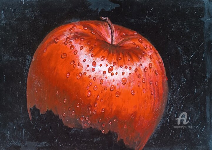 Still life, Red apple 绘画, 11.8x16.5 in