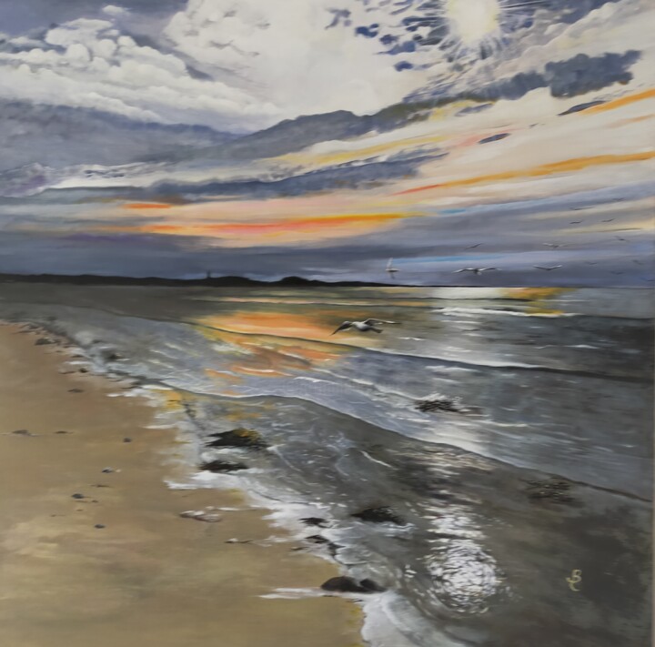 Plage de Rochebonne à Paramé Tablo, 31,5x31,5 in