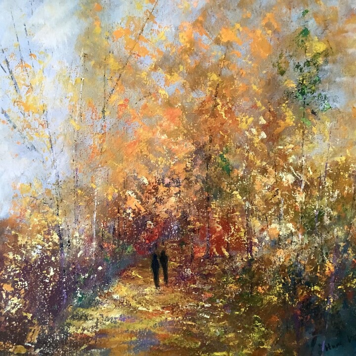Peinture intitulée "Septembre" par Anne Vignau, Œuvre d'art originale, Acrylique Monté sur Châssis en bois