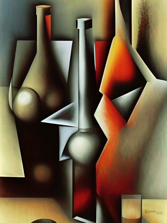 Still life with vases and bottles Pittura, 31,5x23,6 in