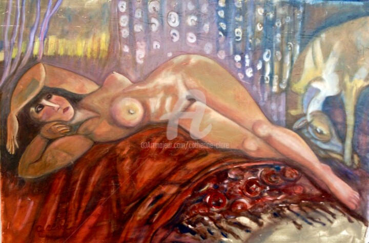 Rencontre d'un faune dans la forêt 绘画, 25.6x36.2 in