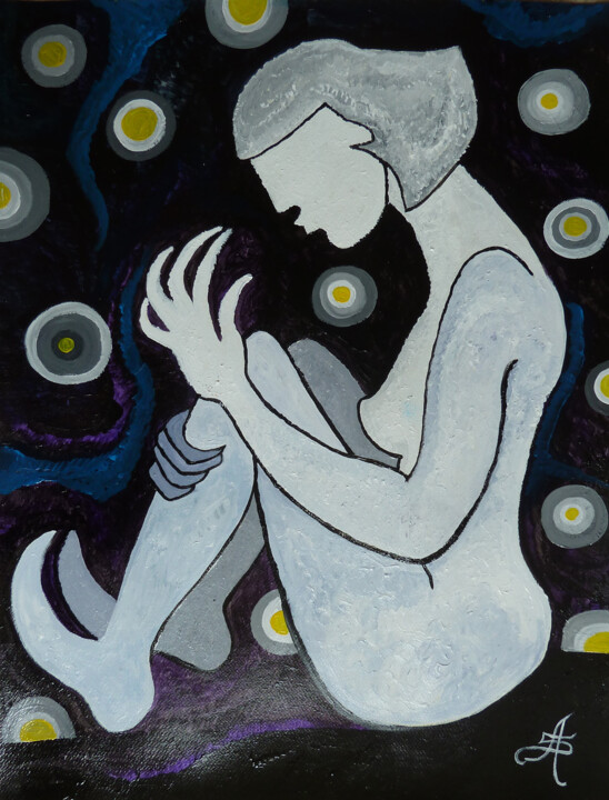 Dessin intitulée "La Silhouette dans…" par Aurélie Sarrazin, Œuvre d'art originale, Acrylique