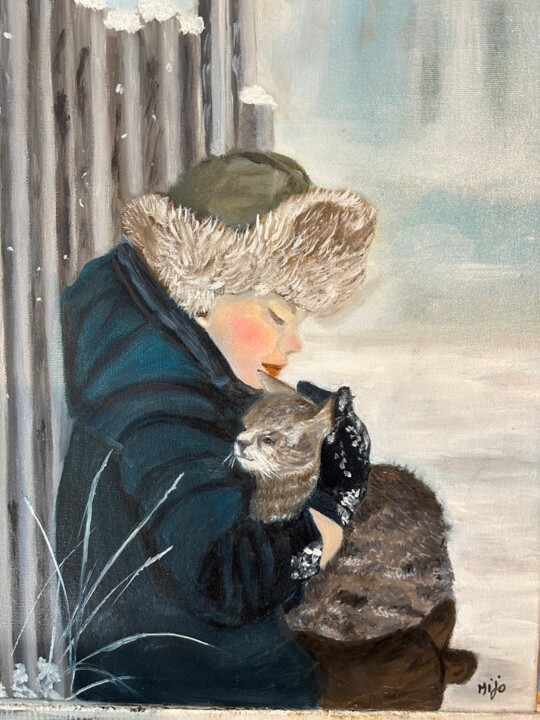 L'enfant au Chat 绘画, 15.8x13 in