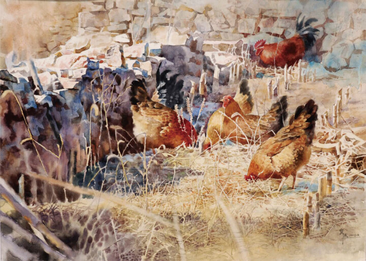 Rooster 绘画, 20.9x29.1 in