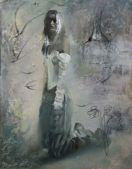 Скажи мне птица, что такое Счастье? 绘画, 19.7x15.8 in