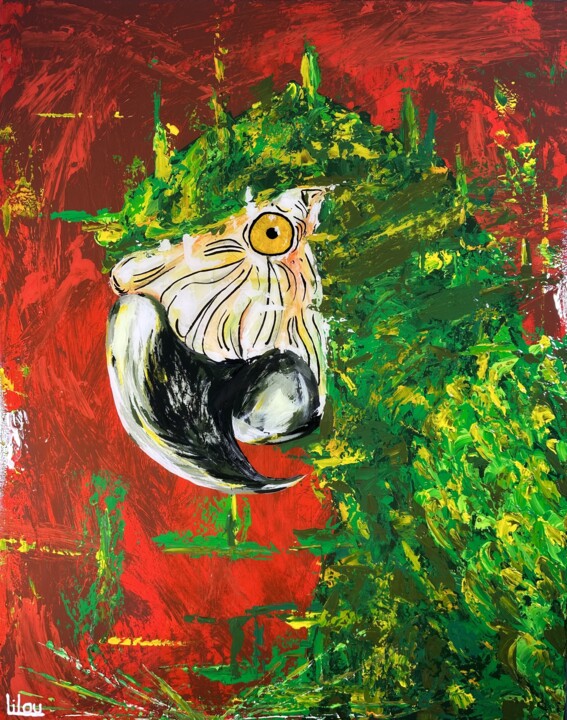 Perroquet vert 绘画, 36.2x28.7 in