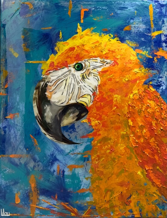 Perroquet feu 绘画, 45.7x35 in