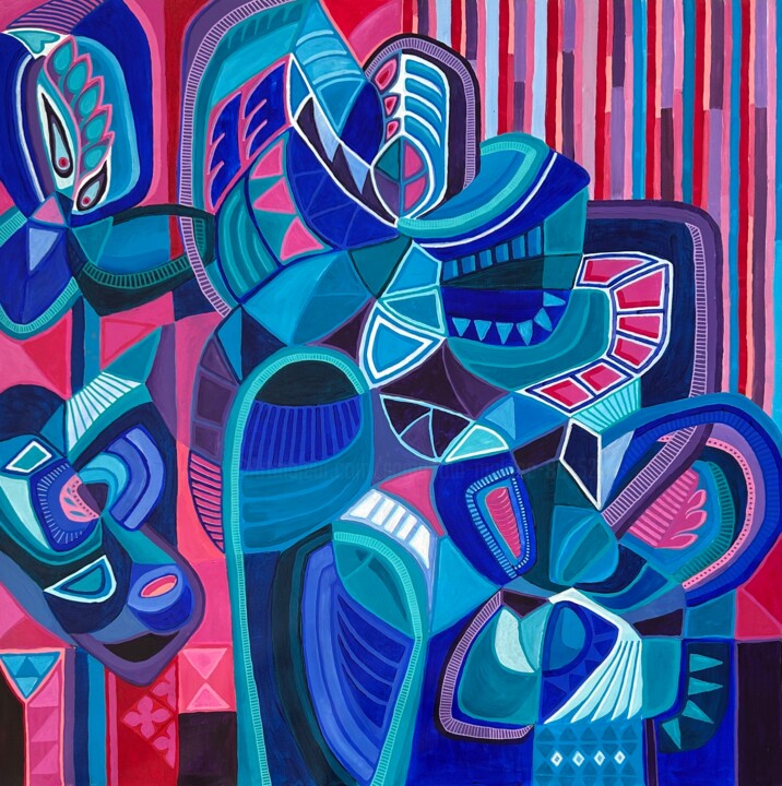 Schilderij getiteld "Time Stands Still" door Samantha Malone, Origineel Kunstwerk, Acryl