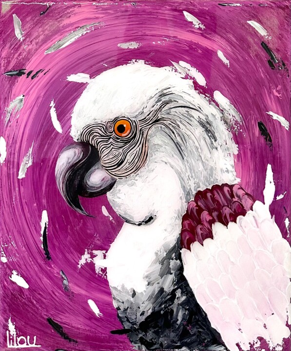 Perroquet gris 绘画, 18.1x15 in