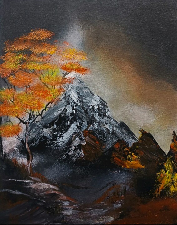 landscape autumn mountains 图画, 11.8x9.5 in