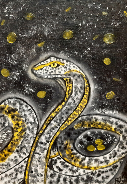 Snake and money 绘画, 13.8x9.8 in