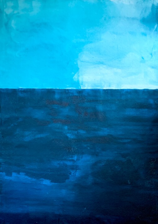 Beyond the sea no. 3824 large blue abstract 绘画, 78.7x55.1 in