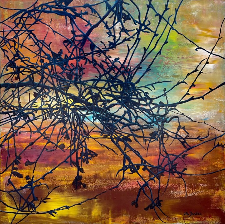 Painting titled "Forest Silhouette E…" by Ella Joosten, Original Artwork, Acrylic
