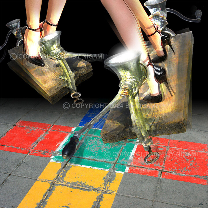 "Champs In Pumps" 数字艺术, 27.6x27.6 in